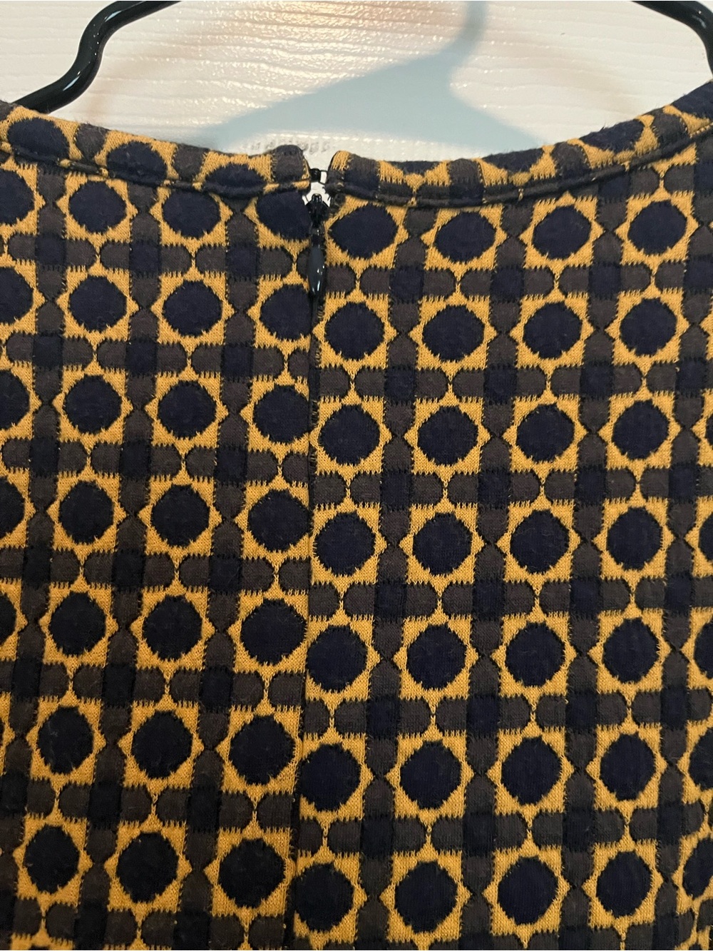 Midi Dark Blue and Yellow Patterned Knit Dress - Picture 4 of 5
